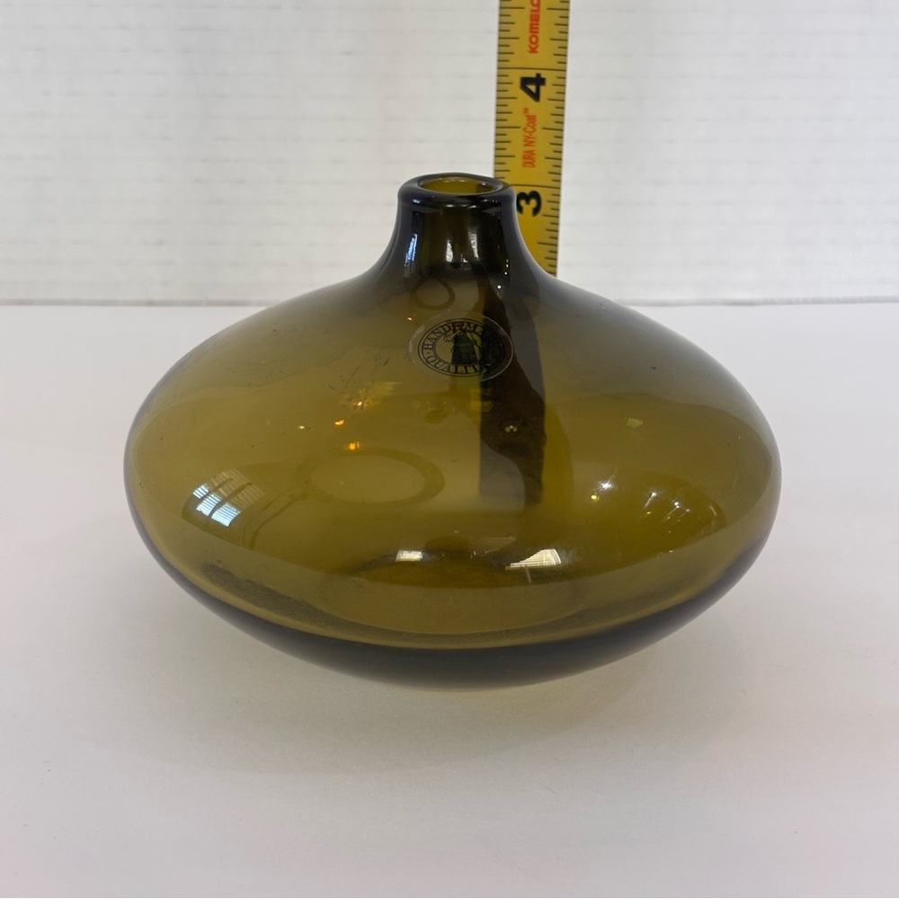 IKEA Olive Green Glass Salong Vase By Johanna Jelinek Hand Blown - Picture 8 of 9